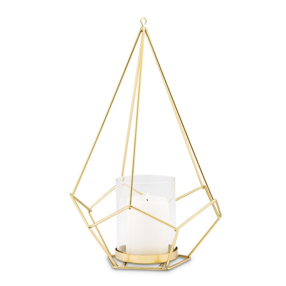 Set of 8 gold geometric candle holders / flower vessels